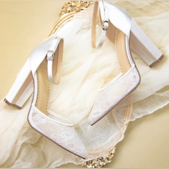 Kate Whitcomb Hailey Ivory Lace Wedding Heels size 7.5 - Picture 2 of 10